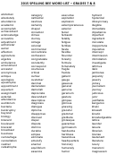 Spelling Bee Word List - Grades 7 & 8