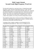 Second Grade High Frequency Word List Printable pdf