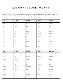 1st Grade Sight Words Printable pdf
