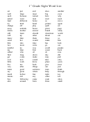 1st Grade Sight Word List