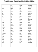 First Grade Reading Sight Word List