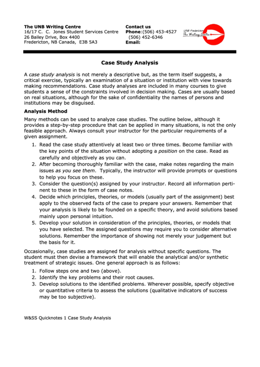 Case Study Analysis Printable pdf