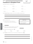 Fractions In Simplest Form Worksheet Template
