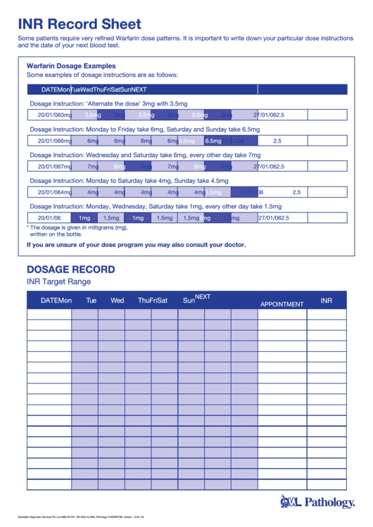 Inr Record Sheet Printable Pdf Download