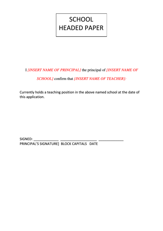 School Headed Paper Printable pdf