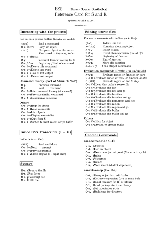 Ess Reference Card For S And R Printable pdf