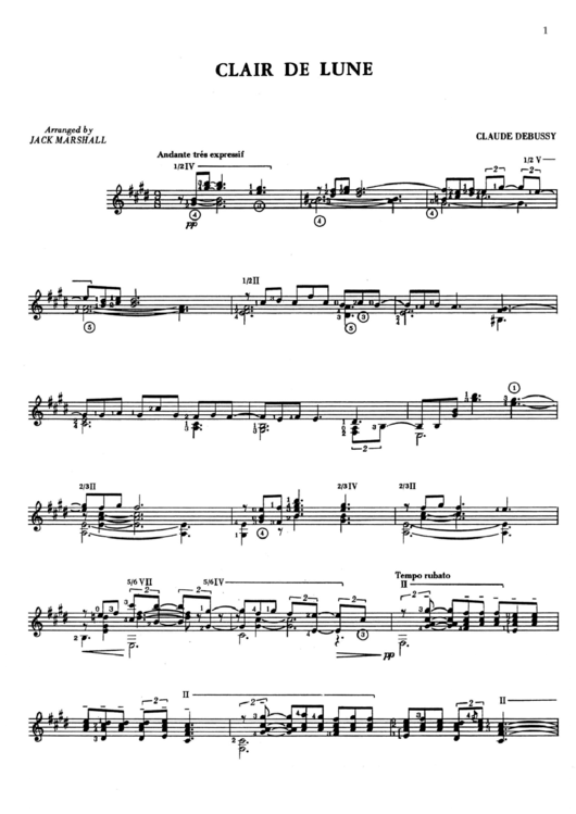 Claude Debussy - Clair De Lune Sheet Music Printable pdf