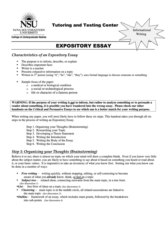 Expository Essay Printable pdf