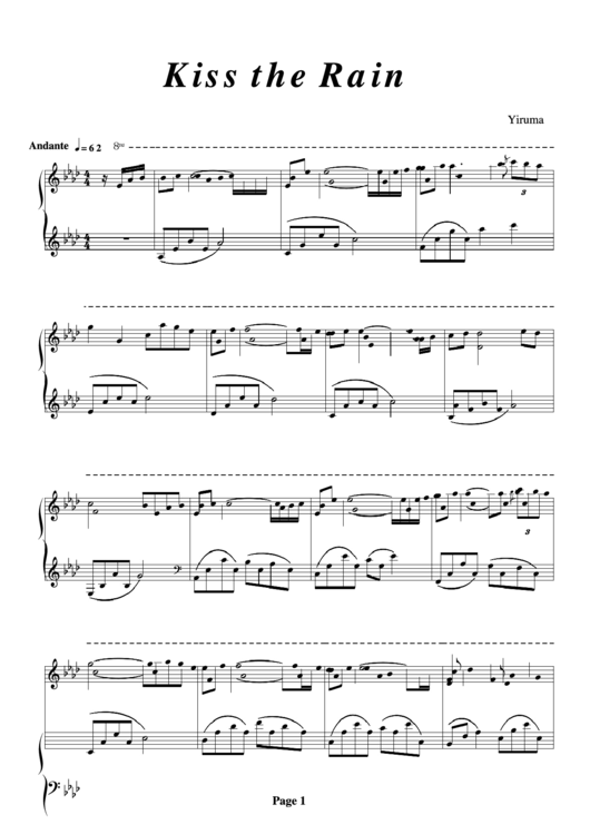 Sheet Music- Yiruma - Kiss The Rain Printable pdf