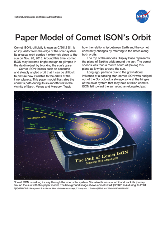 Paper Model Of Comet Ison