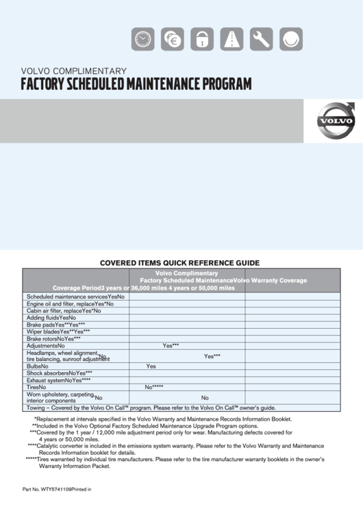 Volvo Complimentary Factoryscheduled Maintenance Program