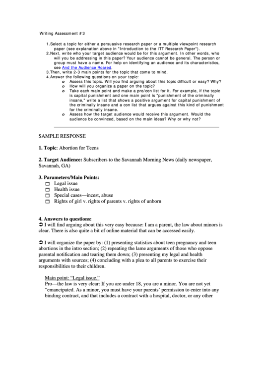 Writing Assessment Printable pdf