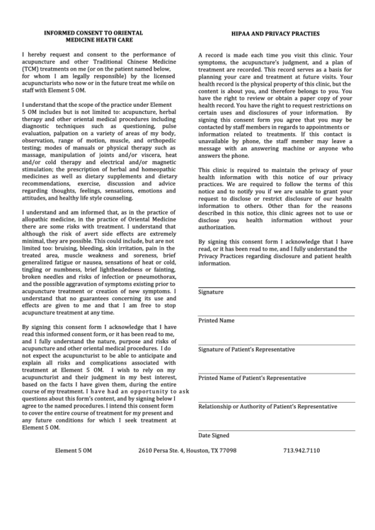 Informed Consent Hipaa Agreement Form Printable pdf