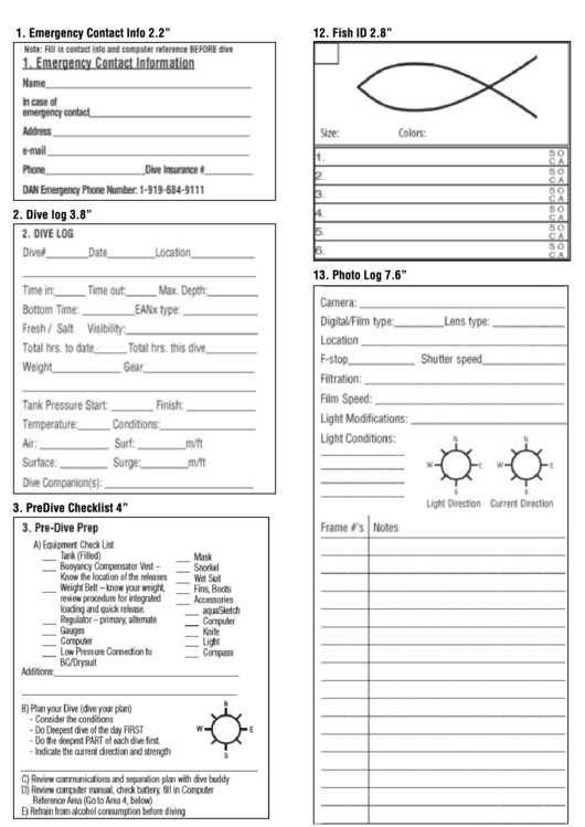 Dive Log Template Printable pdf