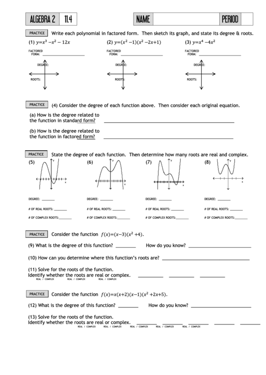 Polynomial Worksheets Printable pdf