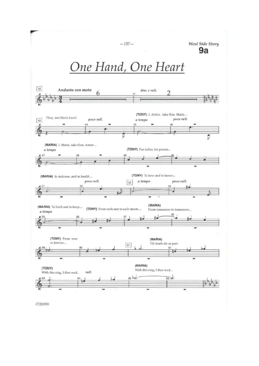 One Hand, One Heart (west Side Story) Sheet Music