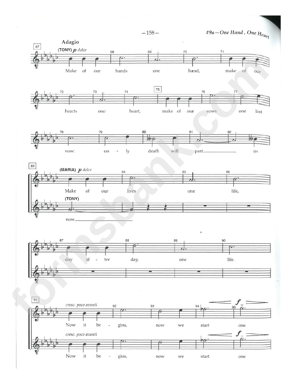 One Hand, One Heart (West Side Story) Sheet Music