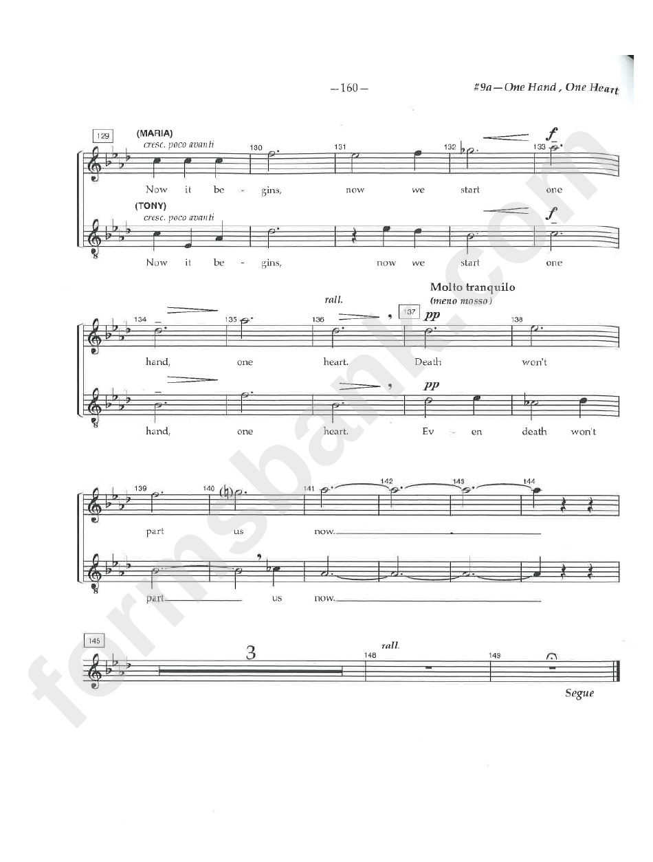 One Hand, One Heart (West Side Story) Sheet Music