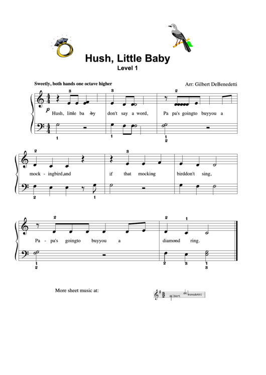Hush, Little Baby - G Major Printable pdf