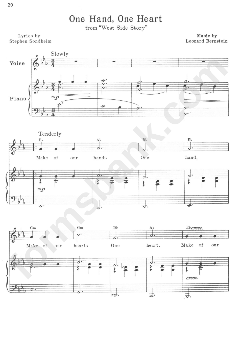 Gina Sanders - One Hand, One Heart (West Side Story) Sheet Music