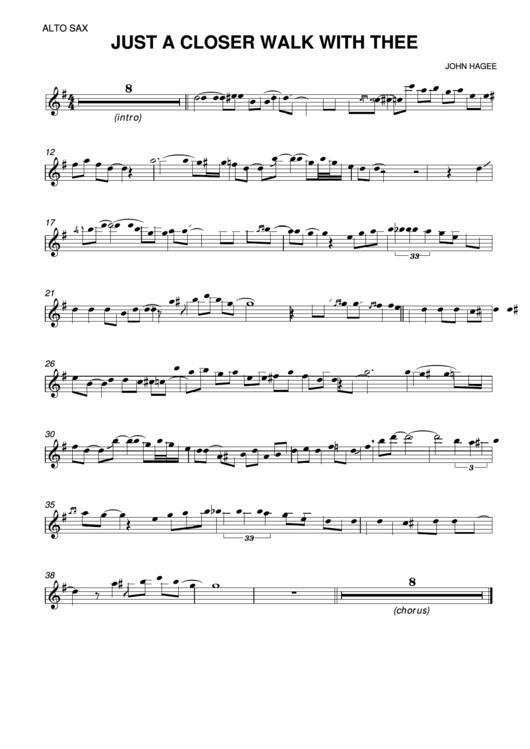 John Hagee - Just A Closer Walk With Thee Alto Sax Sheet Music Printable pdf