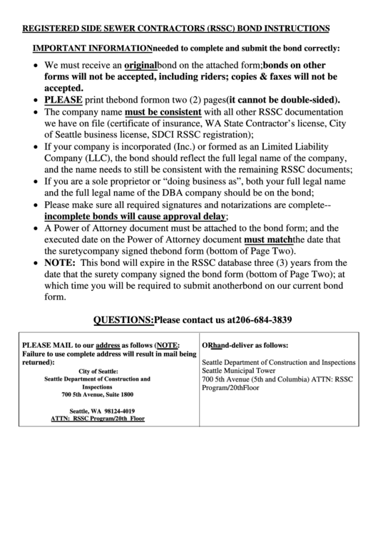 Smc 21.16.060, Bond - Side Sewer Contractor Registration Printable pdf