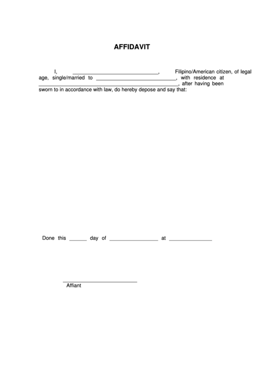 Sample Affidavit Form Printable pdf