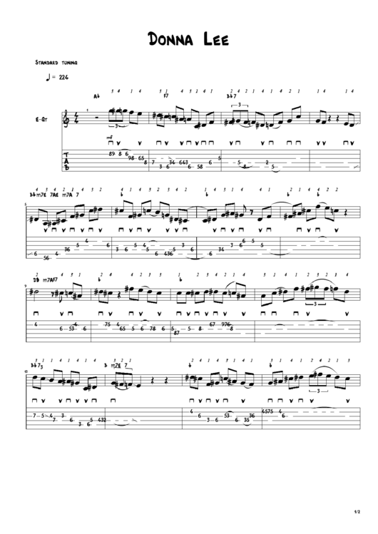 Donna Lee (Standard Tuning) Printable pdf