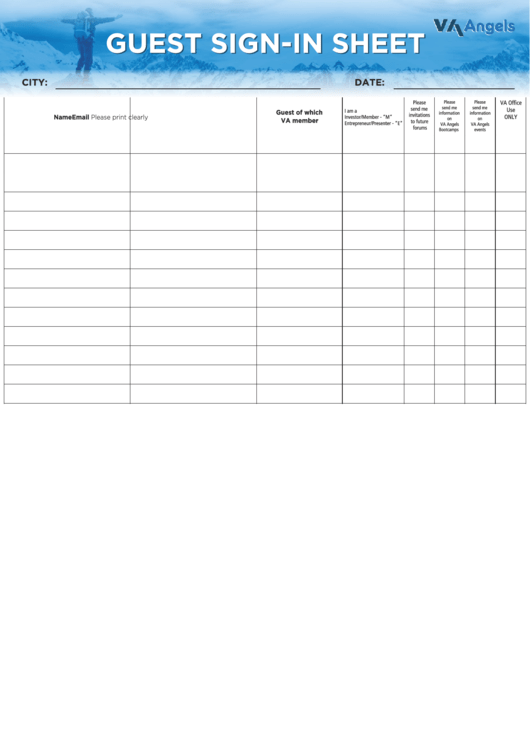 Guest Sign-In Sheet Template Printable pdf