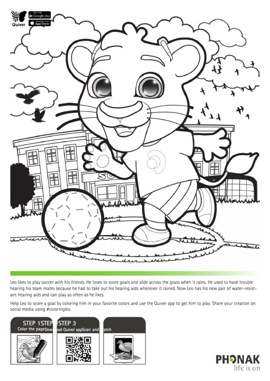Leo Coloring Page - Soccer