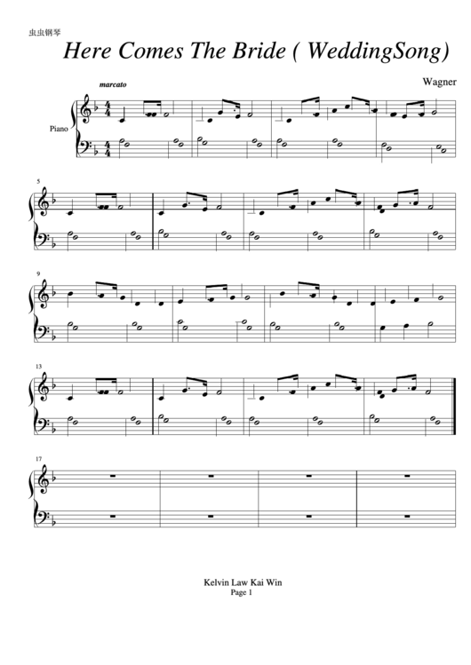 Here Comes The Bride (Wedding Song) - Wagner Printable pdf