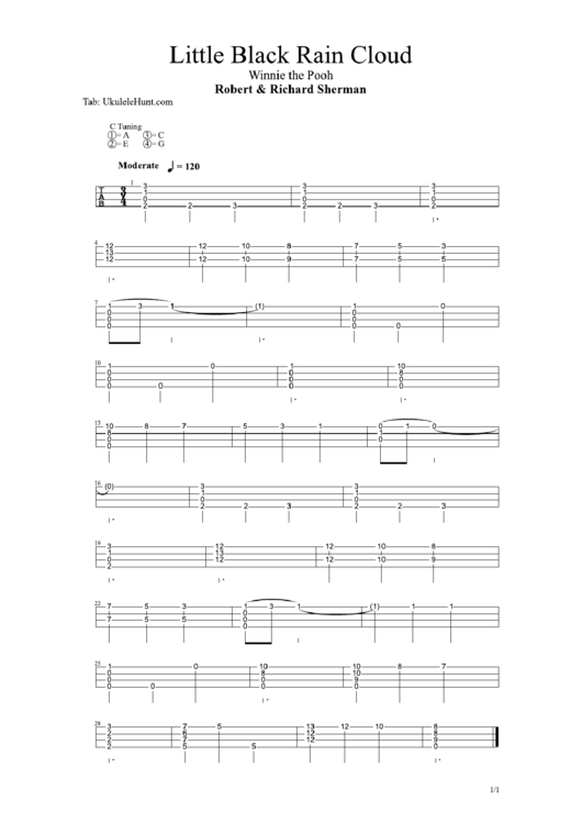 Little Black Rain Cloud (Winnie The Pooh) Sheet Music Printable pdf
