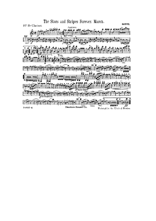 Stars And Stripes Forever - 1st Bb Clarinet Printable pdf