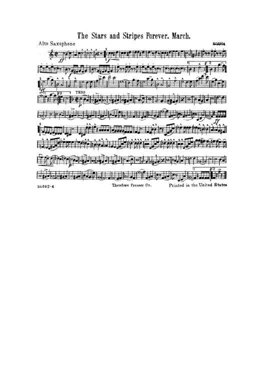 Stars And Stripes Forever (march) Alto Saxophone Sheet Music