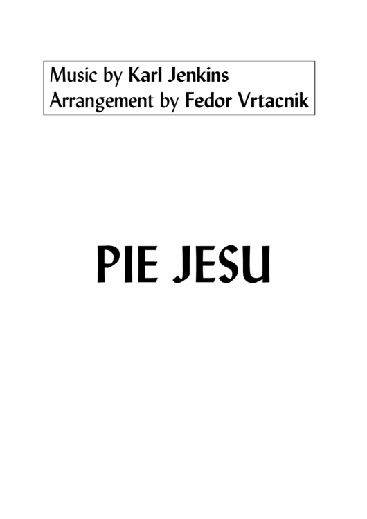 Pie Jesu Music By Karl Jenkins printable pdf download