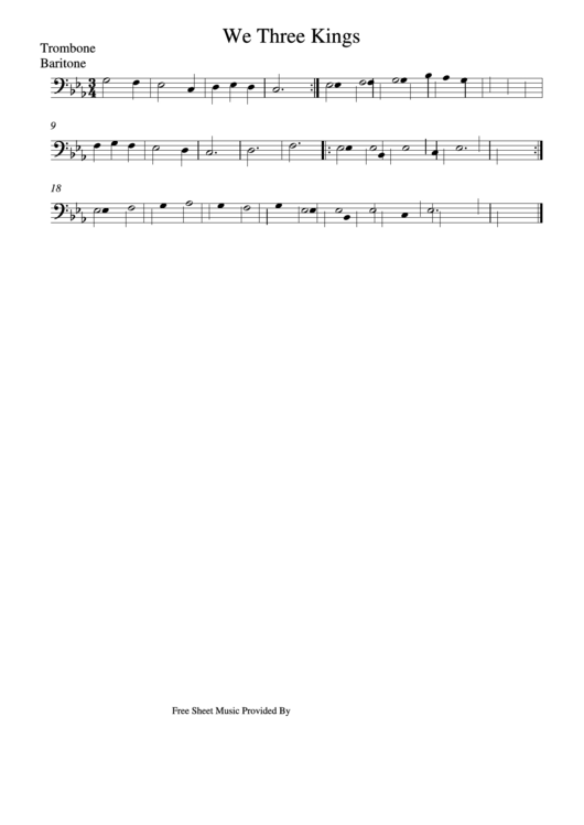 We Three Kings - Trombone Printable pdf