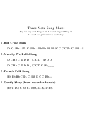 Three Note Song Sheet For The Recorder