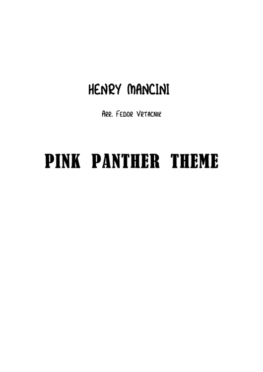 Pink Panther Theme - By Henry Mancini Printable pdf