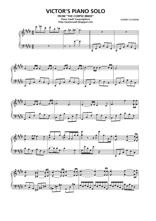 Danny Elfman-Victors Piano Solo Printable pdf