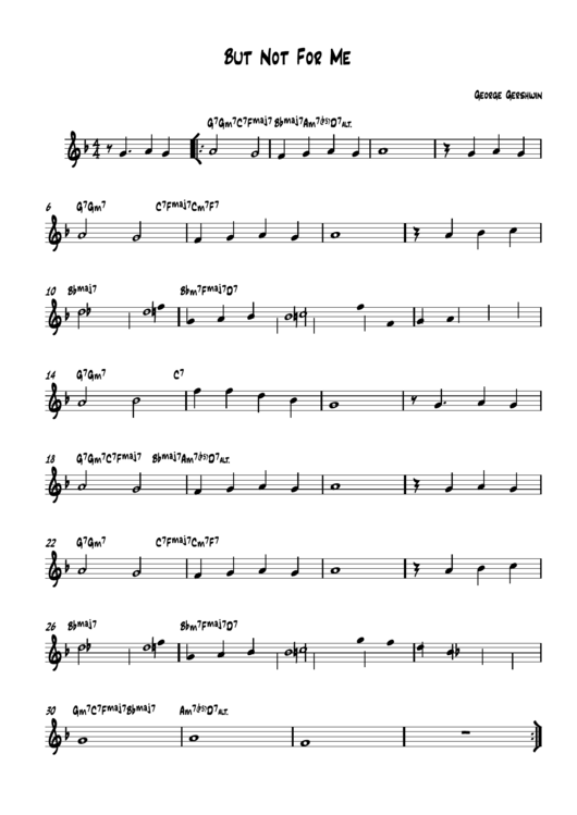 But Not For Me - Bb Version - By George Gershwin Printable pdf