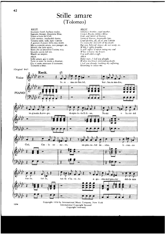 Stille Amare (Tolemo) Sheet Music Printable pdf