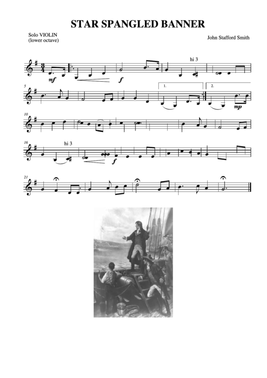 Star Spangled Banner (Solo Violin) - John Stafford Smith Printable pdf