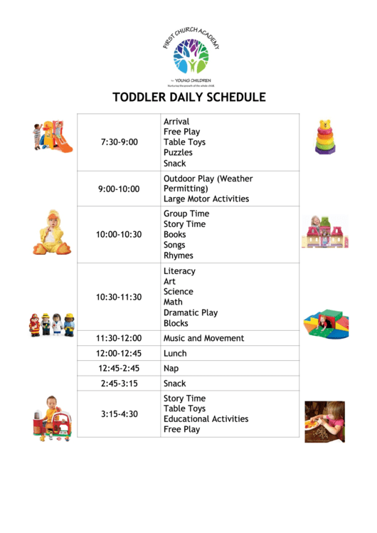 Toddler Daily Schedule Printable pdf
