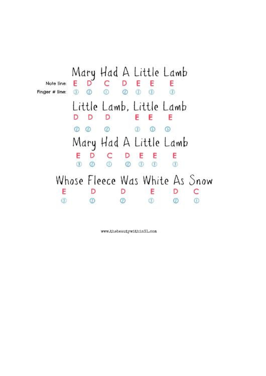 Mary Had A Little Lamb Sheet Music Printable pdf