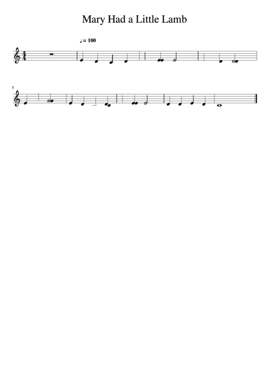 Mary Had A Little Lamb - Sheet Music Printable pdf
