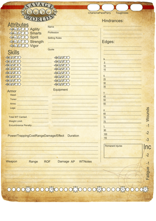 Swd Character Sheet Printable pdf