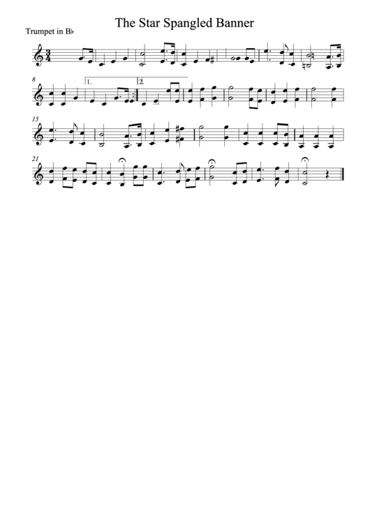 Trumpet -The Star Spangled Banner Printable pdf