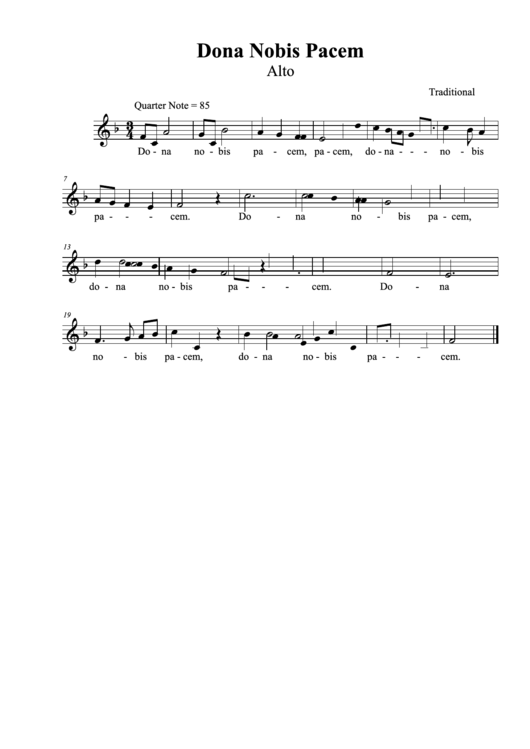 Dona Nobis Pacem - Alto printable pdf download