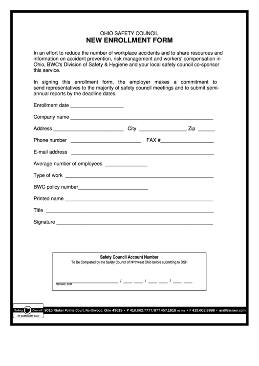 New Enrollment Form Printable pdf
