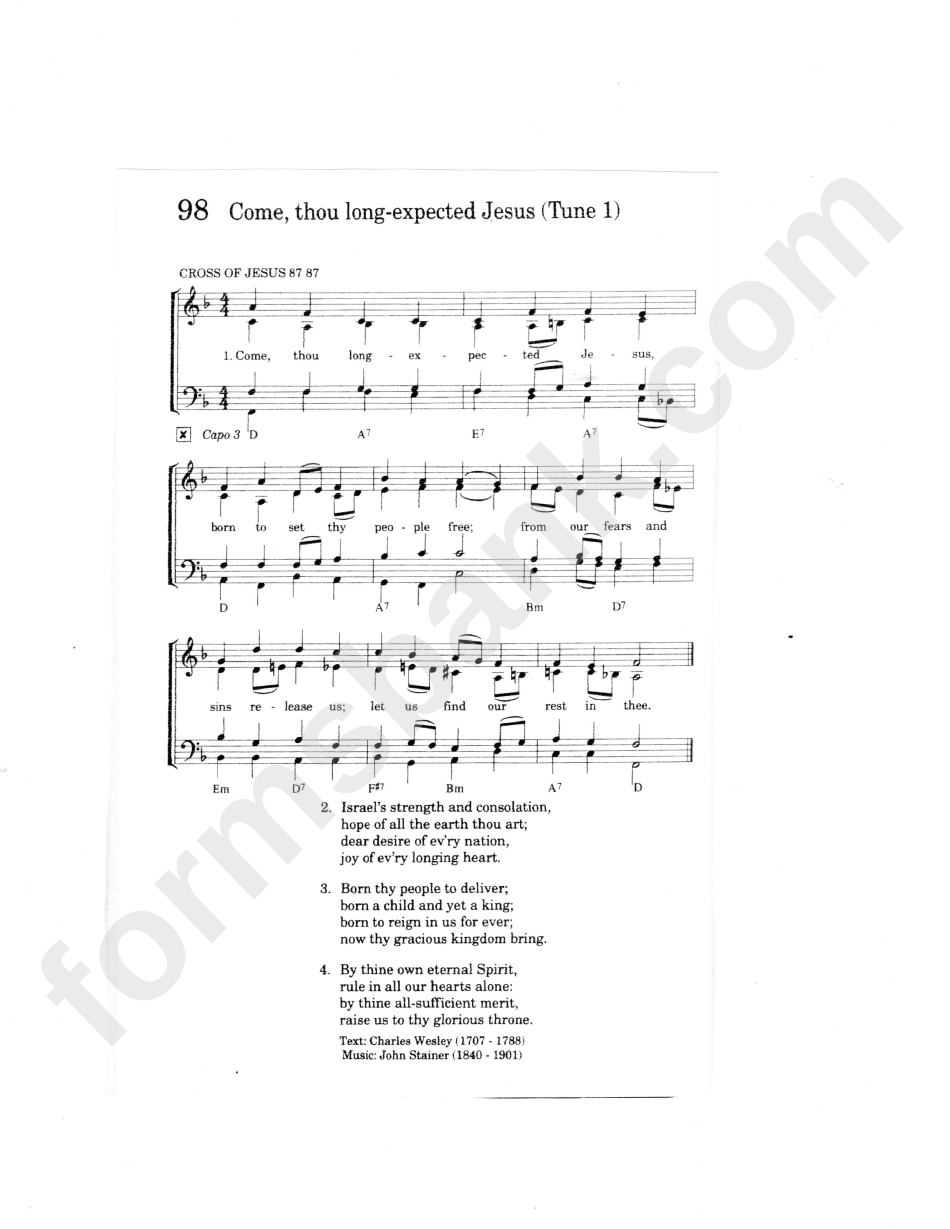 Come, Thou Long-Expected Jesus (Tune 1) Sheet Music